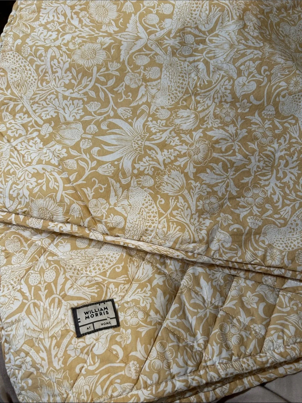 William Morris Golden Floral Print Quilted Pillow Shams Bedroom Refresh